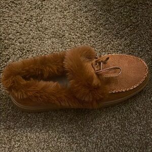 Brown Fur-lined Moccasins